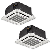 Dual 18000 BTU 1.5-Ton 21 SEER2 Multi (2) Zone Ceiling Cassette-Mount Air Conditioner Heat Pump 230-Volt