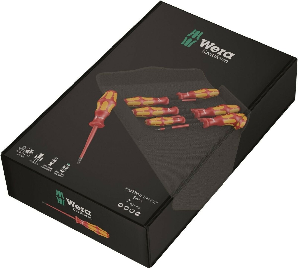 Wera 100 iS/7 VDE Set 1 Kraftform Insulated Screwdriver Set 7 Piece 05136013001