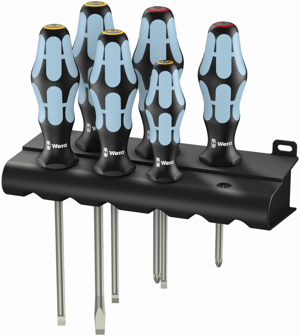 Wera 3334/6 Stainless Steel Slotted/Phillips Screwdriver Set + Rack 05032060001