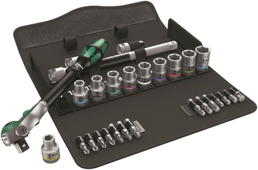 Wera 8100 SC 6 Zyklop Speed Ratchet Set 1/2" Drive Metric 28 Piece 05004076001