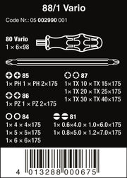 Wera 88/1 Vario Kraftform Kompakt Screwdriver Set 11 Pieces 05002990001