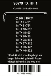 Wera 967/9 TX HF 1 TORX® L-Key Set 9 Pieces 05024244001
