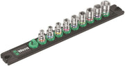 Wera A 1 Zyklop Magnetic Socket Rail Set 1/4" Drive 9 Pieces SAE 05005420001