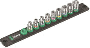 Wera A 4 Zyklop Magnetic Socket Rail Set 1/4" Drive 9 Pieces Metric 05005400001
