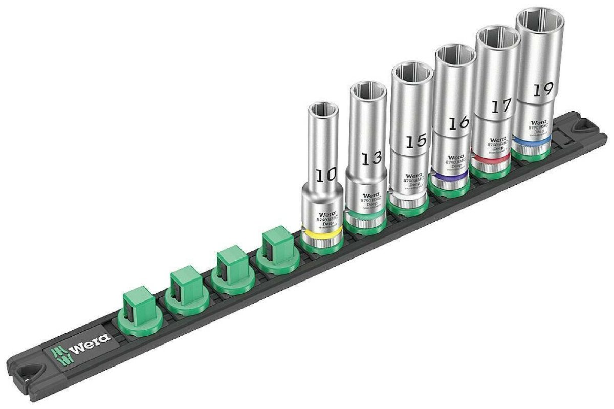 Wera Zyklop Magnetic Socket Rail C Deep 1 Set 1/2" Drive 6 Pieces 05005470001