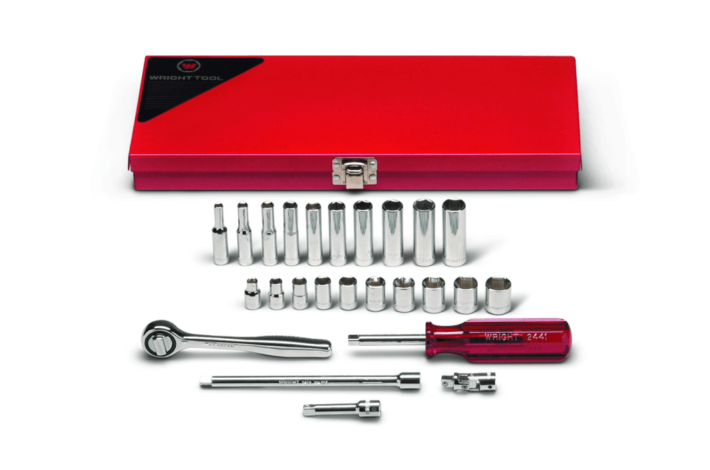 Wright Tool 6 Point Standard & Deep Socket Set 25 Piece 1/4" Drive Metric 224