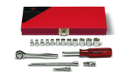 Wright Tool Metal Box 6 Point Socket Set 17 Piece 1/4" Drive Metric 221