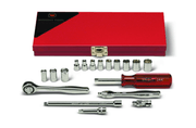 Wright Tool Metal Box Socket Set 18 Piece 1/4" Drive SAE 218