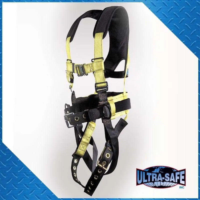 Full Body Harness w/ 3 D-Rings Tongue Buckle Legs, Chest Quick Release,Tool Belt and X-Pad
